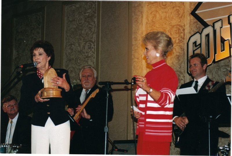 Weldon, Jimmy Capps & Charles Lilly pickin\' while Jan Howard accepted an award from Goldie Hill.jpg